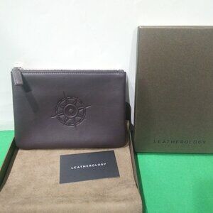 Leatherology Small Leather Zipper Pouch 5"x7" Chocolate Brown NEW